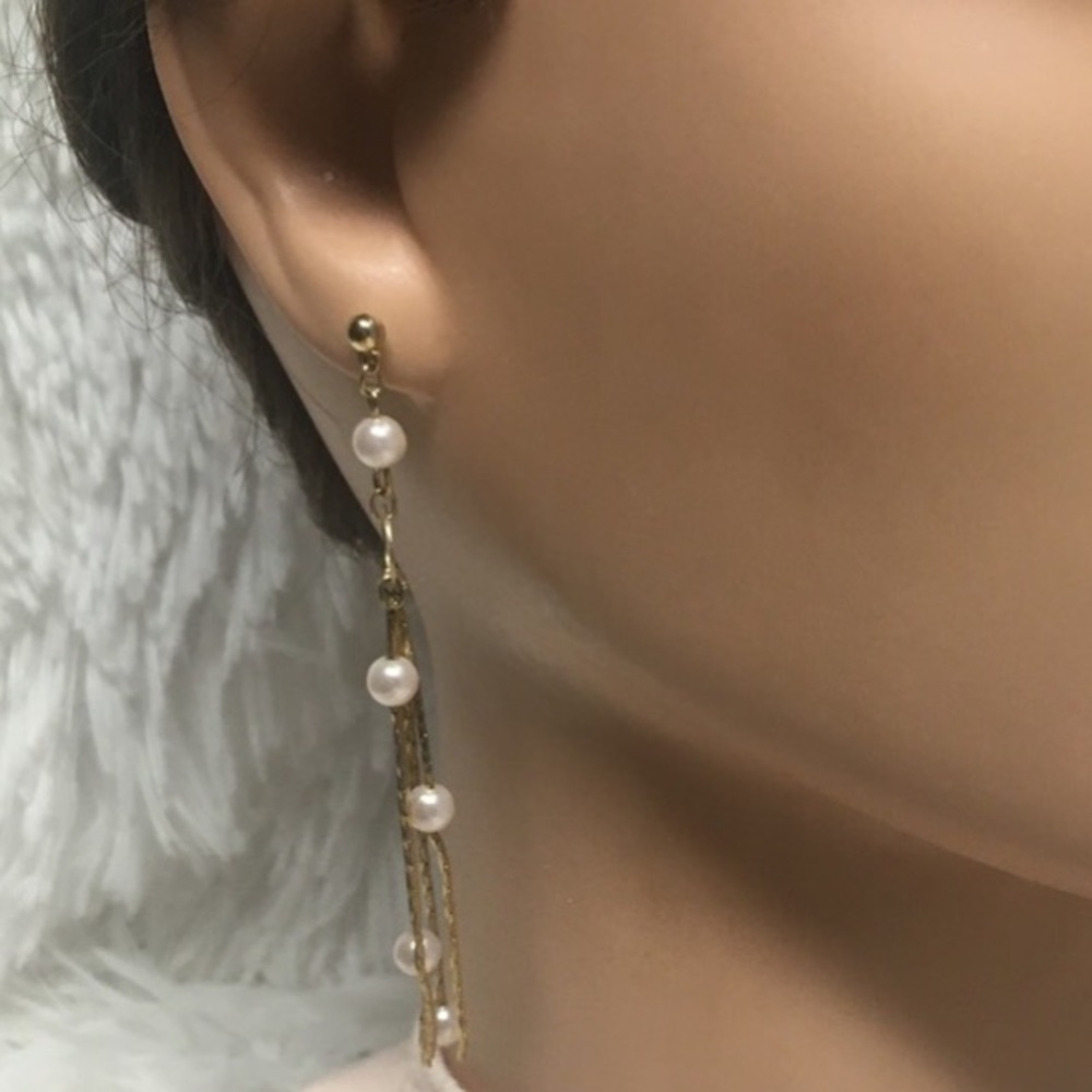 Vintage Pearl Pink&Gold dangle earrings